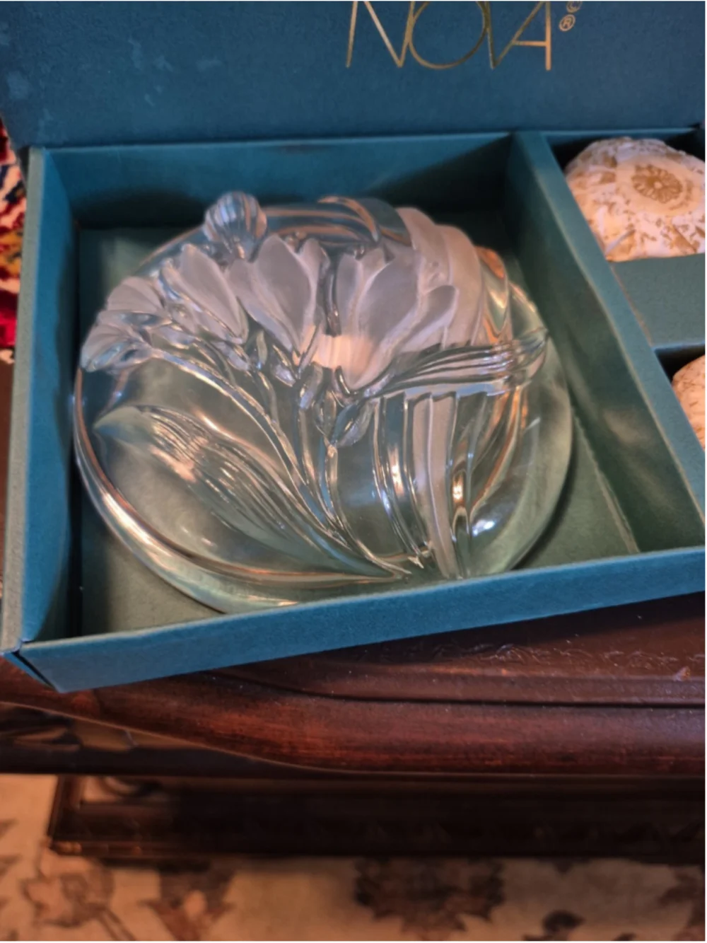 Mikasa Studio Nova Trinket/Soap Dish-Iris Etched Oval Shaped/Japan 1980's/NWT